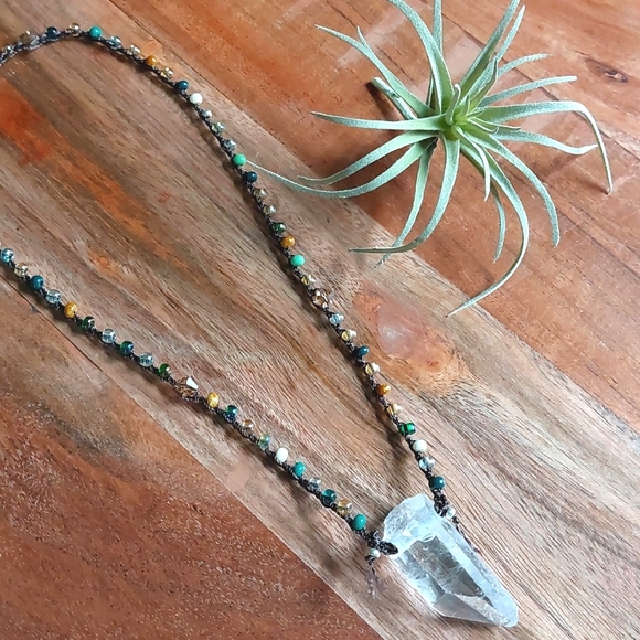 Quartz Crystal Necklace, Artisan Jewelry by Rust Belt Raised, Quartz Cry… - Picture 8 of 16